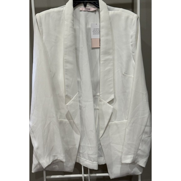 JustFab Jackets & Blazers - JUSTFAB Womens White Long Sleeve Lined Blazer Lace-Up Tie Back L‎ Clean Girl